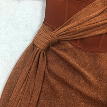 Load image into Gallery viewer, Brown One Shoulder Pleated Dress
