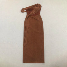 Load image into Gallery viewer, Brown One Shoulder Pleated Dress
