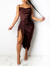 Load image into Gallery viewer, Alexis Ruched Satin Dress FancySticated
