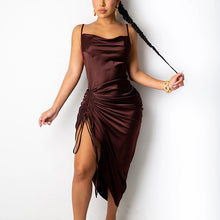 Load image into Gallery viewer, Alexis Ruched Satin Dress FancySticated
