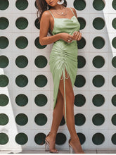 Load image into Gallery viewer, Alexis Ruched Satin Dress FancySticated
