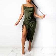 Load image into Gallery viewer, Alexis Ruched Satin Dress FancySticated
