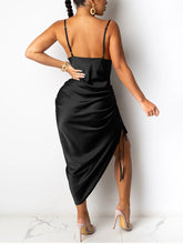 Load image into Gallery viewer, Alexis Ruched Satin Dress FancySticated
