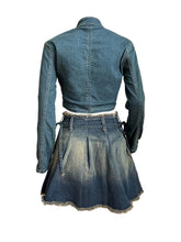 Load image into Gallery viewer, Aliya Pleated Denim Skirt Set FancySticated
