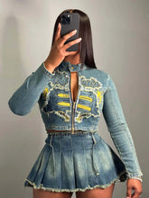 Load image into Gallery viewer, Aliya Pleated Denim Skirt Set FancySticated
