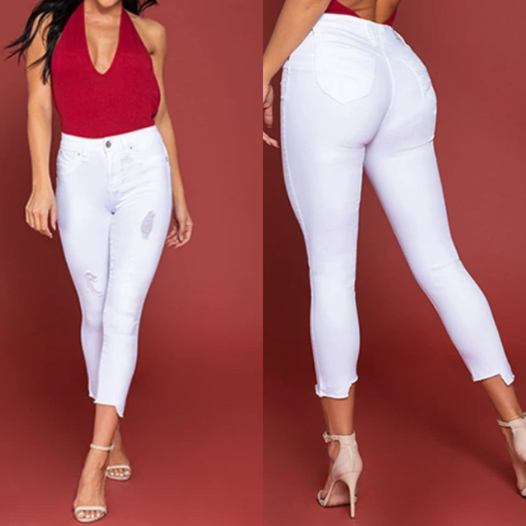 Bella High Rise Jeans- White FancySticated