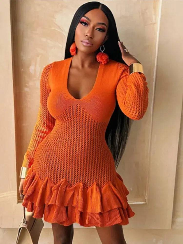 Beverlee Knit Crochet Mini Dress FancySticated