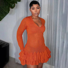 Load image into Gallery viewer, Beverlee Knit Crochet Mini Dress FancySticated
