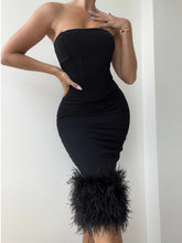Load image into Gallery viewer, Black Feather Bandage Dress FancySticated
