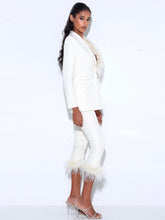Load image into Gallery viewer, Boss Lady Feather Blazer Set FancySticated
