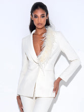 Load image into Gallery viewer, Boss Lady Feather Blazer Set FancySticated
