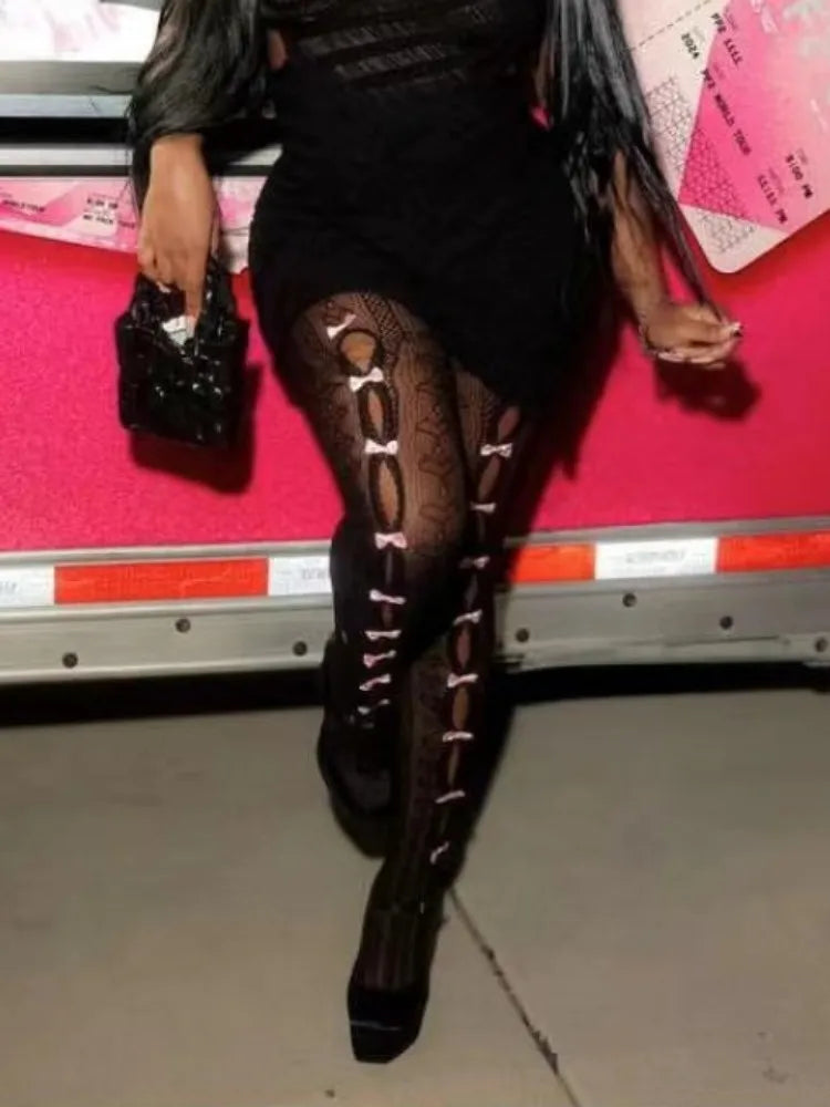 Bowknot Lace Legging Tights FancySticated