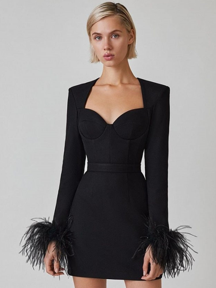 Brenda Feather Bandage Mini Dress