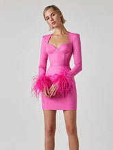 Load image into Gallery viewer, Brenda Feather Bandage Mini Dress FancySticated
