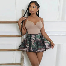 Load image into Gallery viewer, Camouflage Green Puffy Mini Skirt FancySticated
