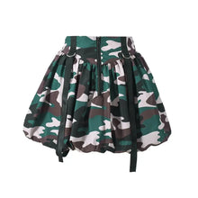 Load image into Gallery viewer, Camouflage Green Puffy Mini Skirt FancySticated
