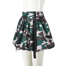 Load image into Gallery viewer, Camouflage Green Puffy Mini Skirt FancySticated
