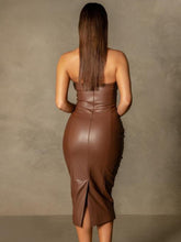 Load image into Gallery viewer, Chocolate Leather Midi Dress FancySticated
