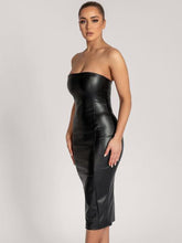 Load image into Gallery viewer, Chocolate Leather Midi Dress FancySticated
