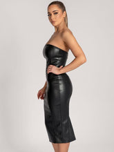 Load image into Gallery viewer, Chocolate Leather Midi Dress FancySticated
