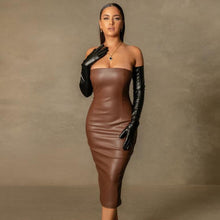 Load image into Gallery viewer, Chocolate Leather Midi Dress FancySticated
