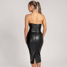 Load image into Gallery viewer, Chocolate Leather Midi Dress FancySticated
