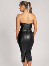Load image into Gallery viewer, Chocolate Leather Midi Dress FancySticated
