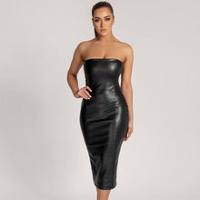 Load image into Gallery viewer, Chocolate Leather Midi Dress FancySticated
