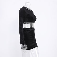 Load image into Gallery viewer, Crystal Fringed Velvet Skirt Set FancySticated
