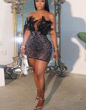 Load image into Gallery viewer, Davina Feather Rhinestone Dress FancySticated
