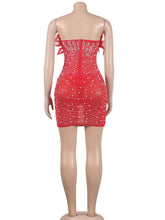 Load image into Gallery viewer, Davina Feather Rhinestone Dress FancySticated
