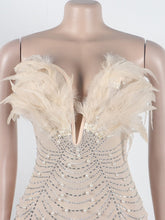 Load image into Gallery viewer, Davina Feather Rhinestone Dress FancySticated
