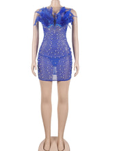 Load image into Gallery viewer, Davina Feather Rhinestone Dress FancySticated

