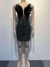 Load image into Gallery viewer, Davina Feather Rhinestone Dress FancySticated
