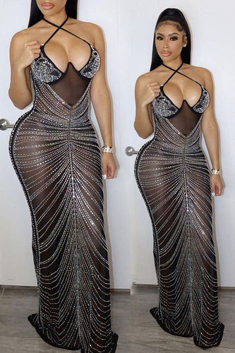 Diamond Mesh Maxi Dress FancySticated
