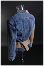 Load image into Gallery viewer, Double Belt Denim Blazer Jacket FancySticated
