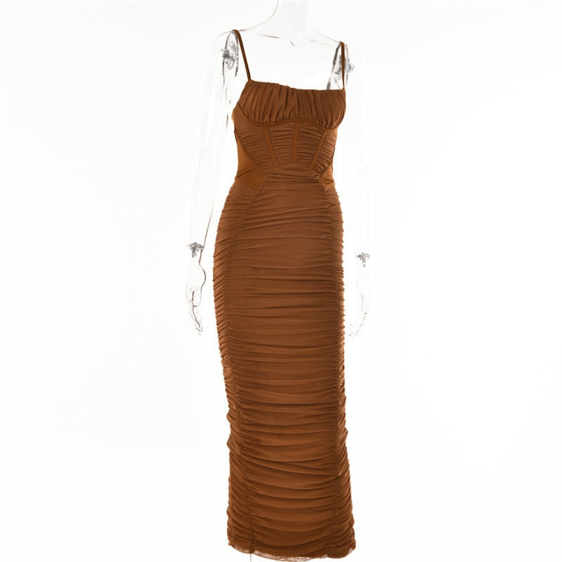 Elegant Ruched Corset Maxi Dress