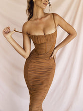 Load image into Gallery viewer, Elegant Ruched Corset Maxi Dress FancySticated
