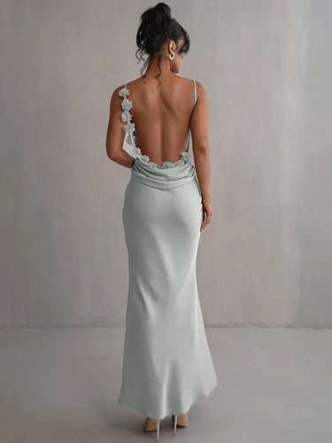 Floral Draped Backless Dress FancySticated