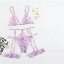 Load image into Gallery viewer, Floral Lace Garter Lingerie Set FancySticated
