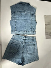 Load image into Gallery viewer, Floral Print Denim Short Set FancySticated
