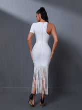 Load image into Gallery viewer, Fringed White Bandage Dress FancySticated
