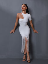 Load image into Gallery viewer, Fringed White Bandage Dress FancySticated
