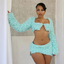 Load image into Gallery viewer, Fuzzy Wrap Mini Skirt Set FancySticated
