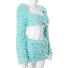 Load image into Gallery viewer, Fuzzy Wrap Mini Skirt Set FancySticated
