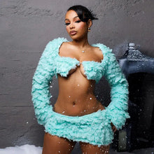 Load image into Gallery viewer, Fuzzy Wrap Mini Skirt Set FancySticated
