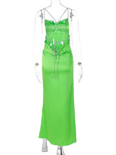 Load image into Gallery viewer, Geraldine Backless Satin Maxi Dress FancySticated
