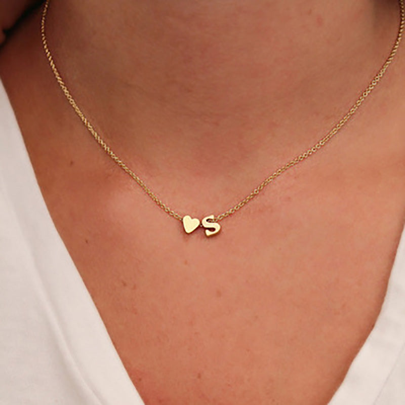 Heart Initial Personalized Letter Necklace FancySticated