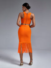 Load image into Gallery viewer, Her Fringed Bandage Skirt Set- Orange FancySticated
