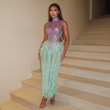 Load image into Gallery viewer, Karin Mesh Ruffles Maxi Dress
